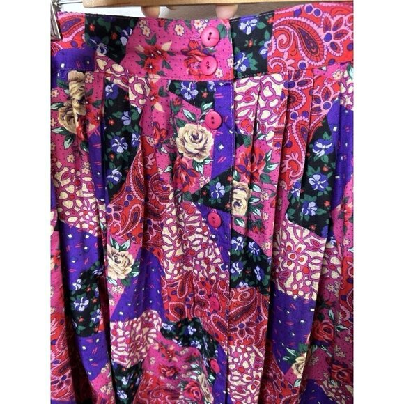 Plus Preferred Vintage Paisley Floral Elastic Waist Knee Length Skirt Size 20W - Picture 8 of 10